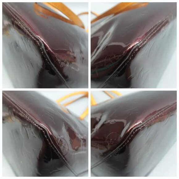 100% Authentic LOUIS VUITTON Bellevue Burgundy Patent Leather Tote - Picture 6 of 12